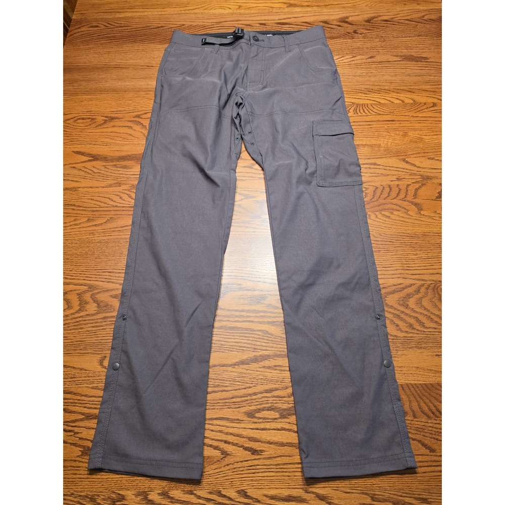 Prana Zion Slim Fit Pants Mens 31/32 Charcoal Gray Cargo Hiking Outdoor Stretch
